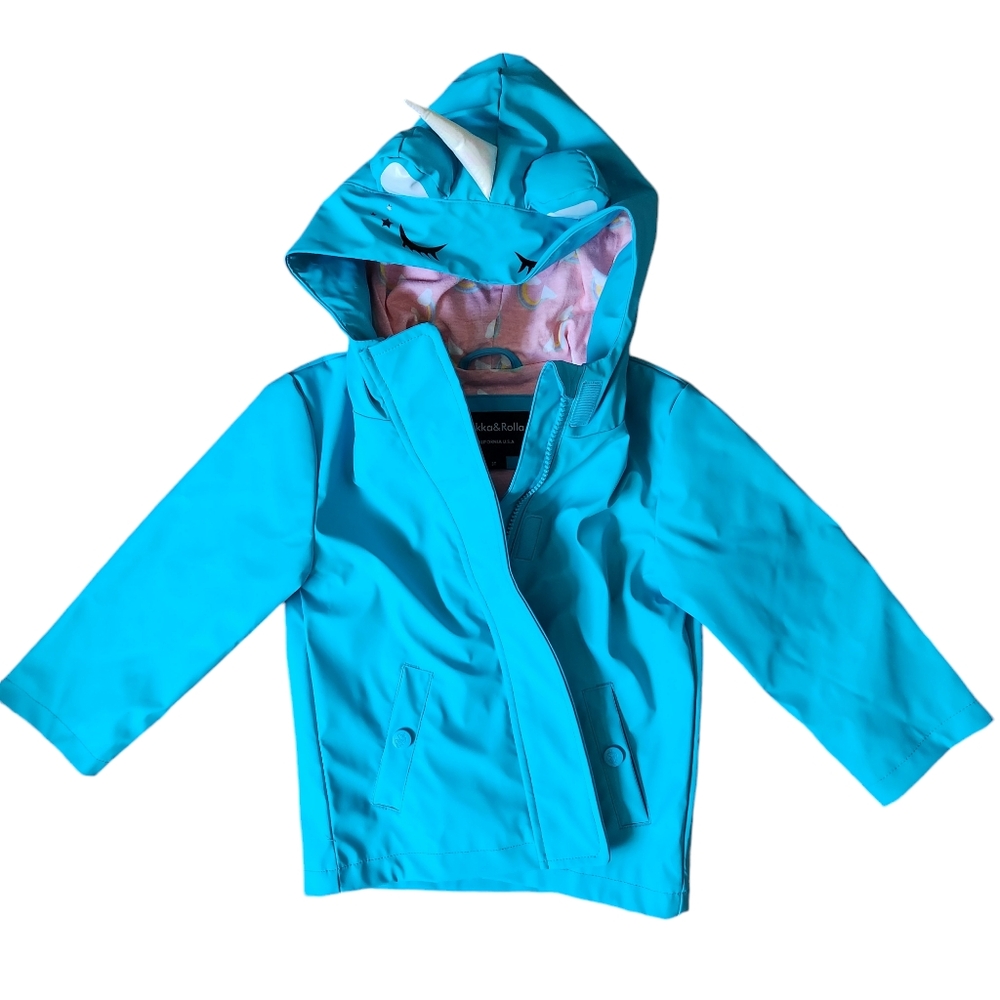 Rokka & Rolla Girls' Unicorn Hooded Raincoat Size 3T